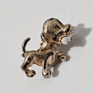 Vintage - Brooch - Gold Tone Dog With Bone